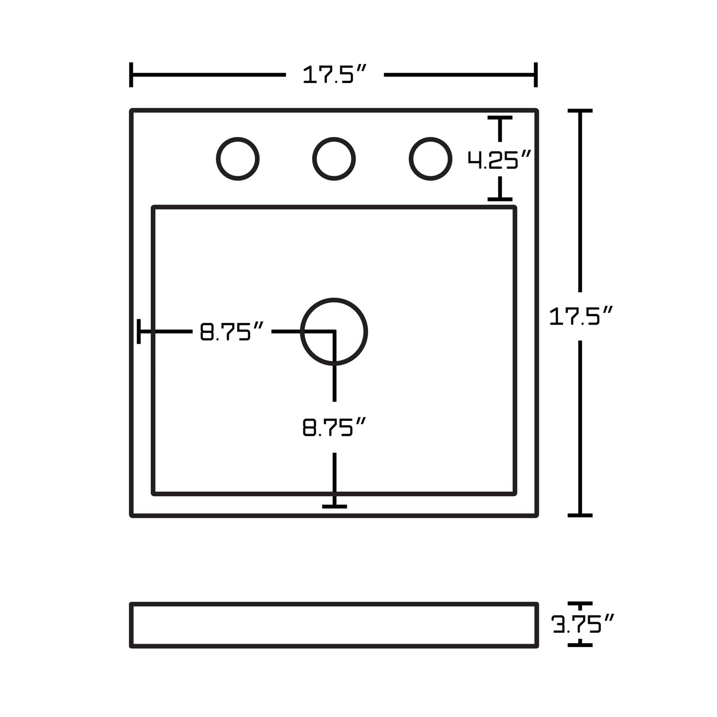 American Imaginations AI-26083 18" White Square Ceramic Above Counter Bathroom Vessel Sink Set