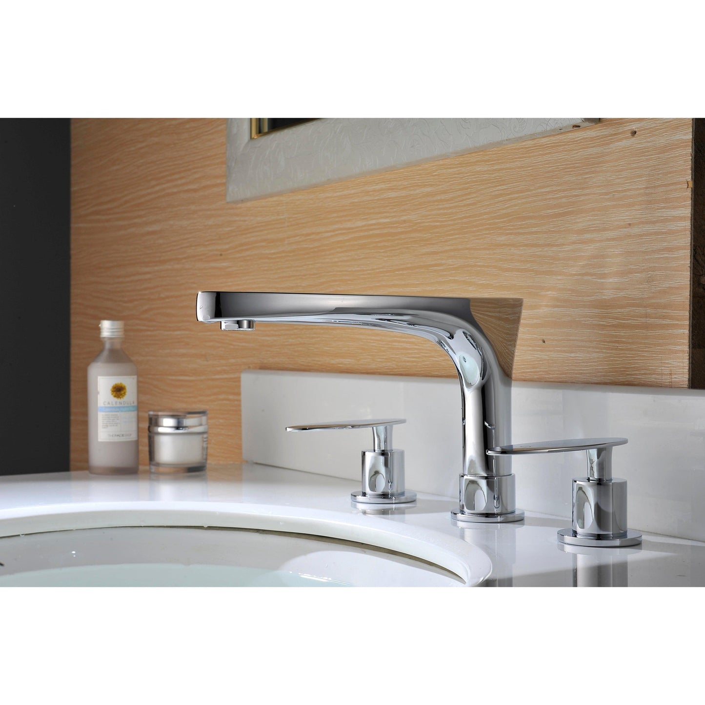 American Imaginations AI-26085 18" White Square Ceramic Above Counter Bathroom Vessel Sink Set