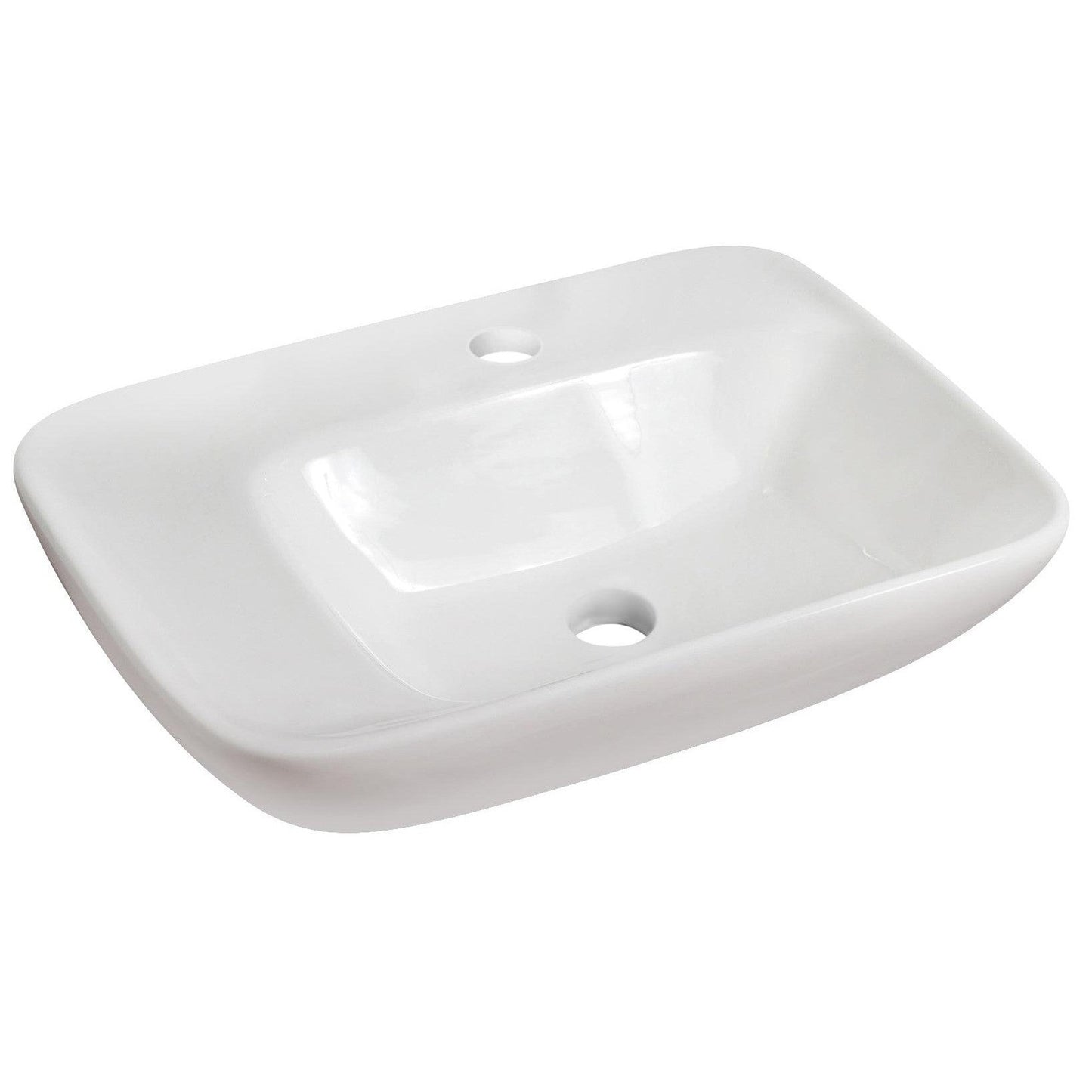 American Imaginations AI-26090 24" White Rectangular Ceramic Above Counter Bathroom Vessel Sink Set