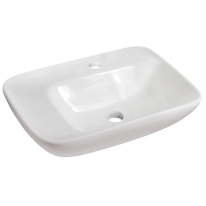 American Imaginations AI-26091 24" White Rectangular Ceramic Above Counter Bathroom Vessel Sink Set