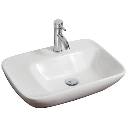 American Imaginations AI-26091 24" White Rectangular Ceramic Above Counter Bathroom Vessel Sink Set