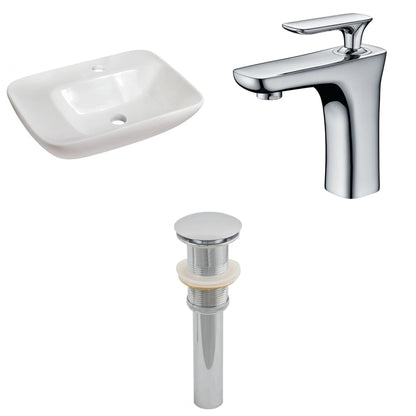 American Imaginations AI-26092 24" White Rectangular Ceramic Above Counter Bathroom Vessel Sink Set