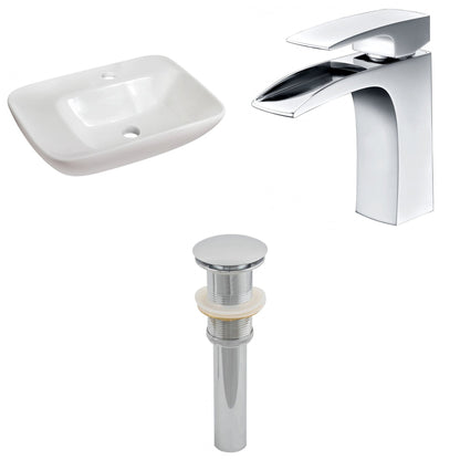 American Imaginations AI-26093 24" White Rectangular Ceramic Above Counter Bathroom Vessel Sink Set