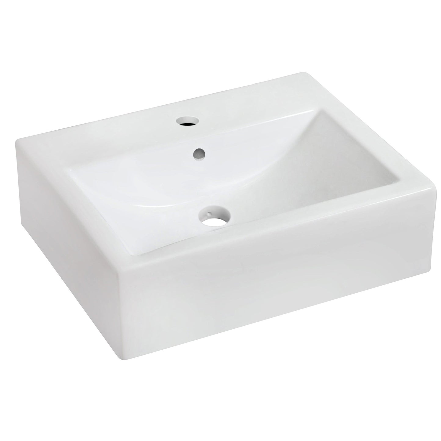 American Imaginations AI-26095 20" White Rectangular Ceramic Wall Mount Bathroom Vessel Sink Set