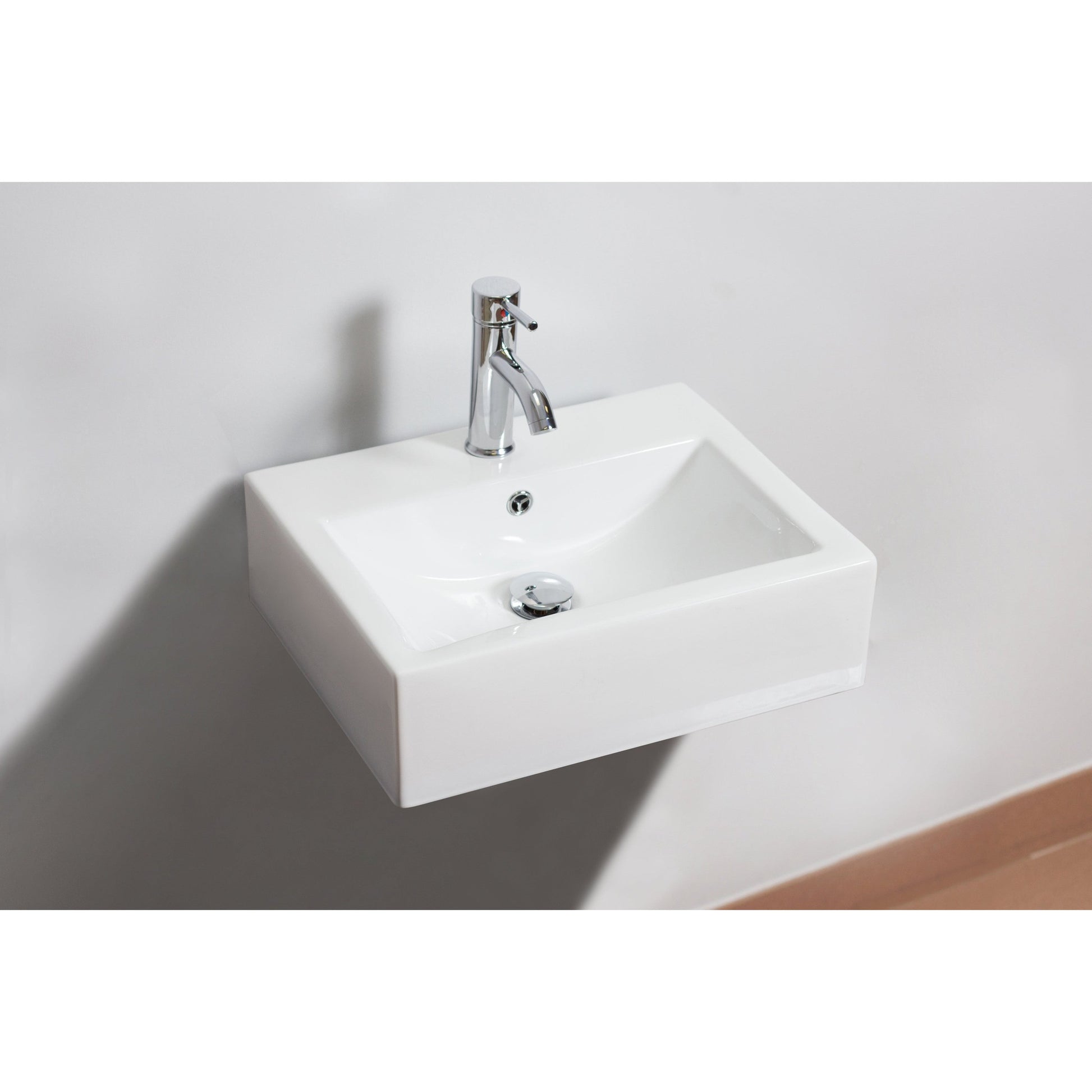 American Imaginations AI-26095 20" White Rectangular Ceramic Wall Mount Bathroom Vessel Sink Set