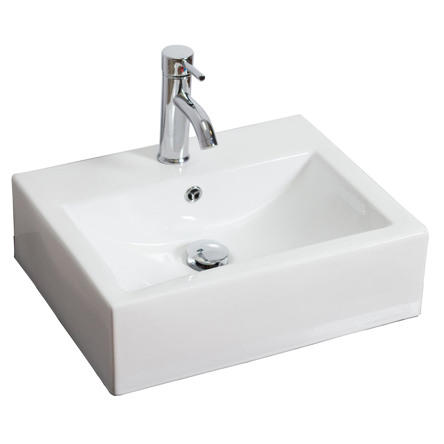 American Imaginations AI-26095 20" White Rectangular Ceramic Wall Mount Bathroom Vessel Sink Set