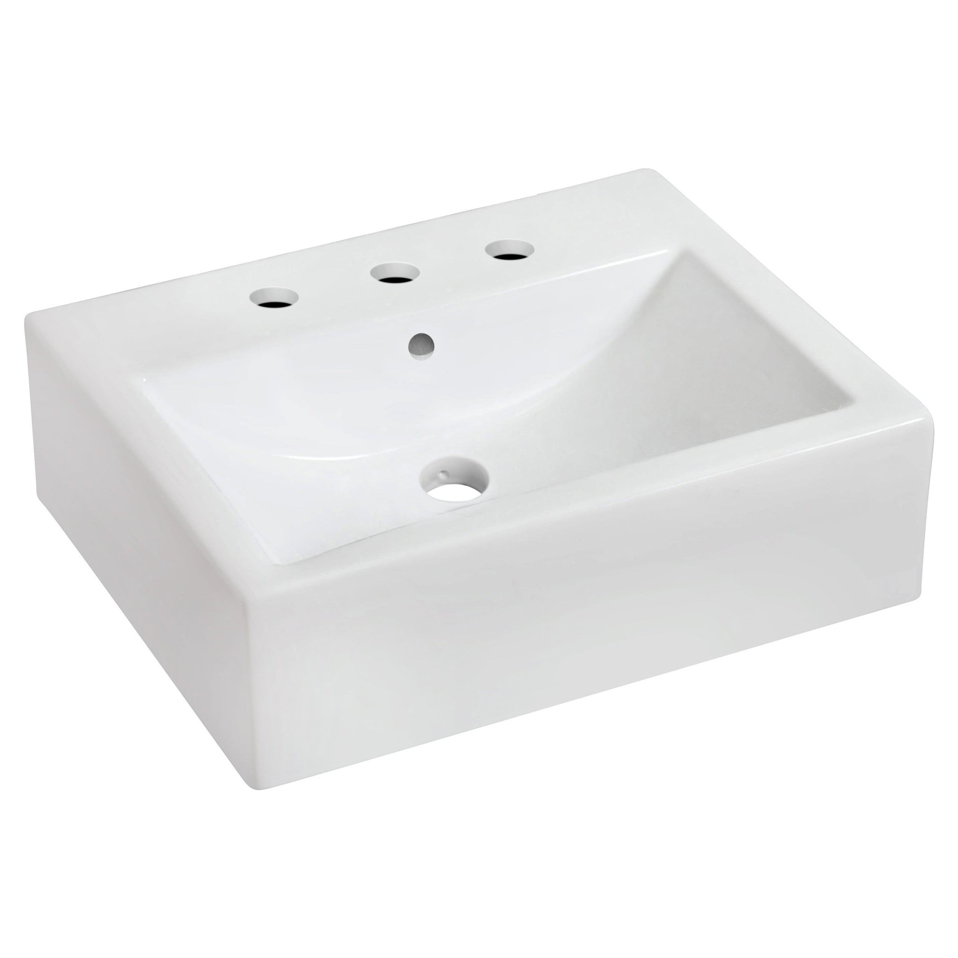 American Imaginations AI-26101 20" White Rectangular Ceramic Wall Mount Bathroom Vessel Sink Set