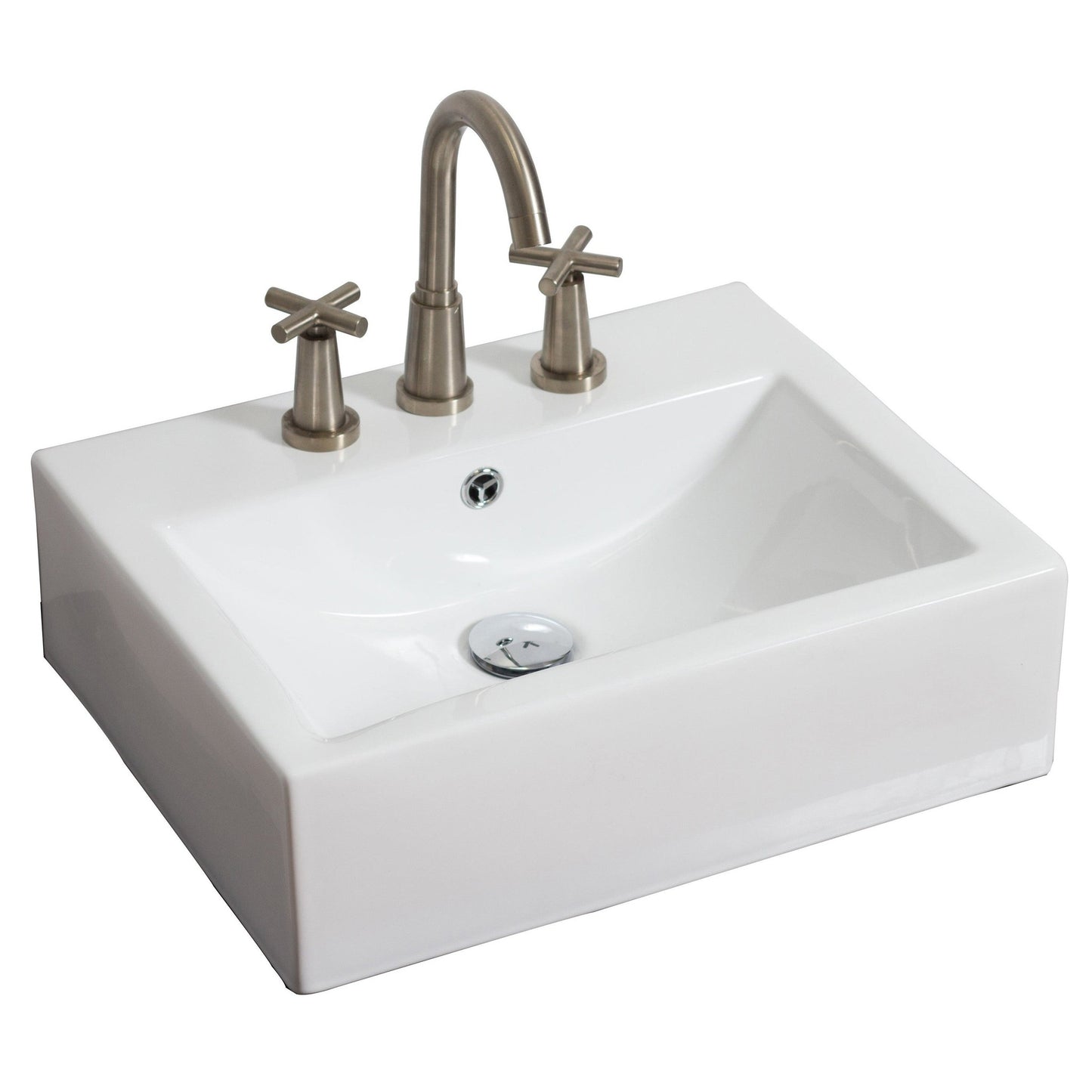 American Imaginations AI-26101 20" White Rectangular Ceramic Wall Mount Bathroom Vessel Sink Set