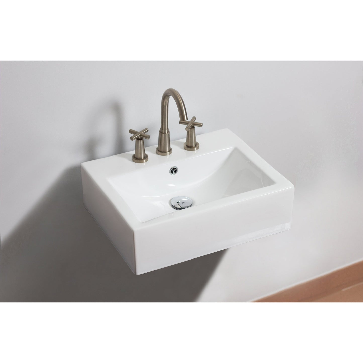 American Imaginations AI-26101 20" White Rectangular Ceramic Wall Mount Bathroom Vessel Sink Set