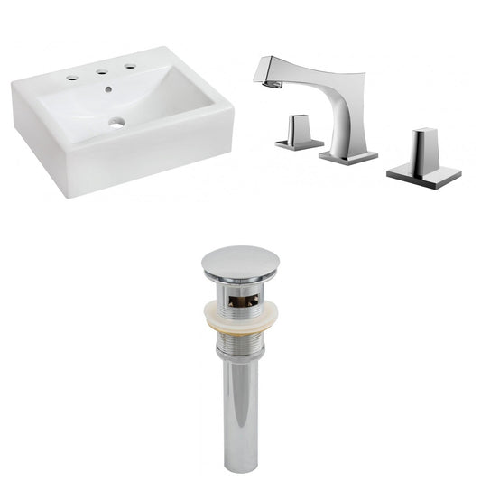 American Imaginations AI-26101 20" White Rectangular Ceramic Wall Mount Bathroom Vessel Sink Set