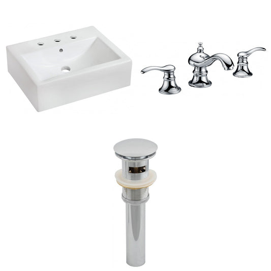 American Imaginations AI-26102 20" White Rectangular Ceramic Wall Mount Bathroom Vessel Sink Set