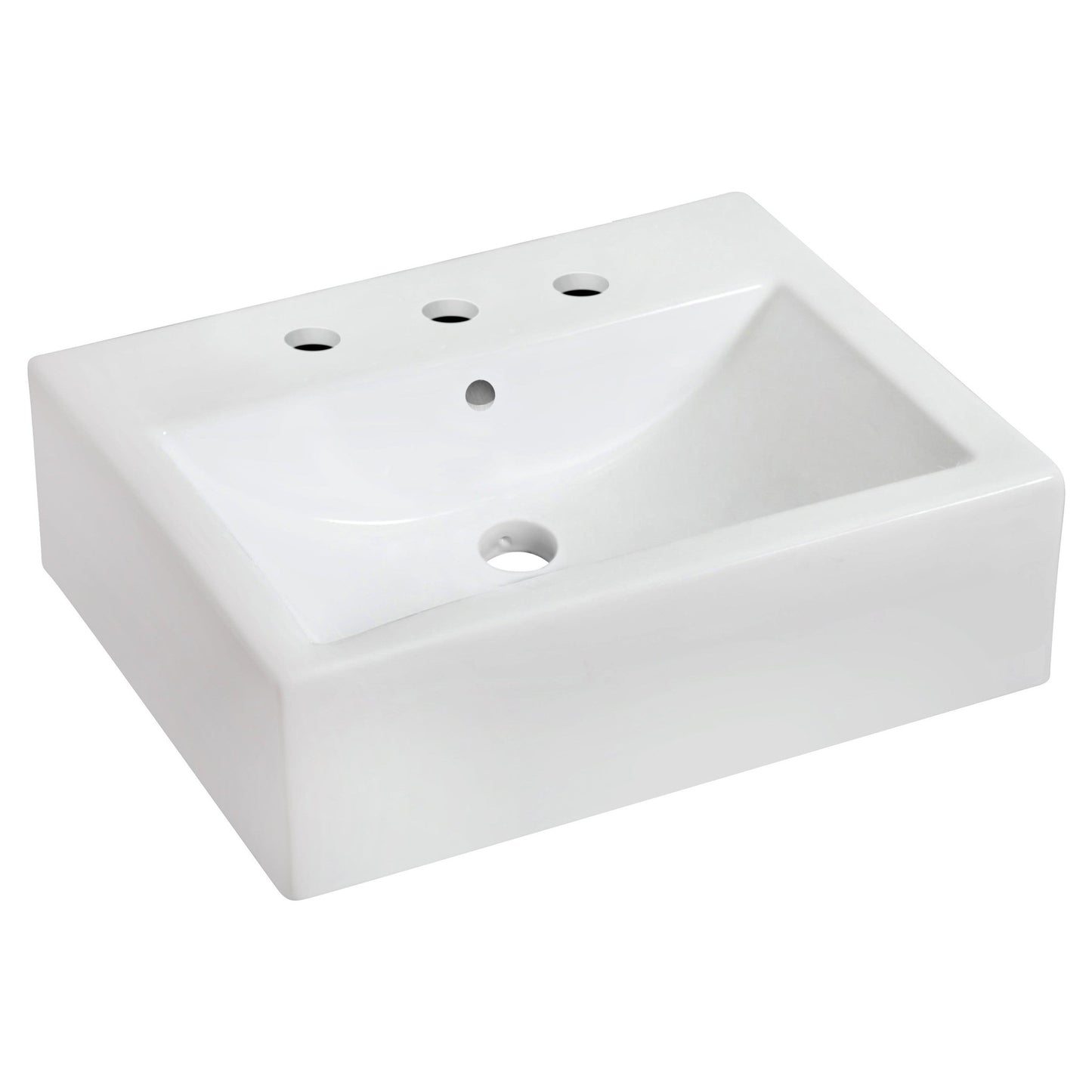 American Imaginations AI-26103 20" White Rectangular Ceramic Wall Mount Bathroom Vessel Sink Set