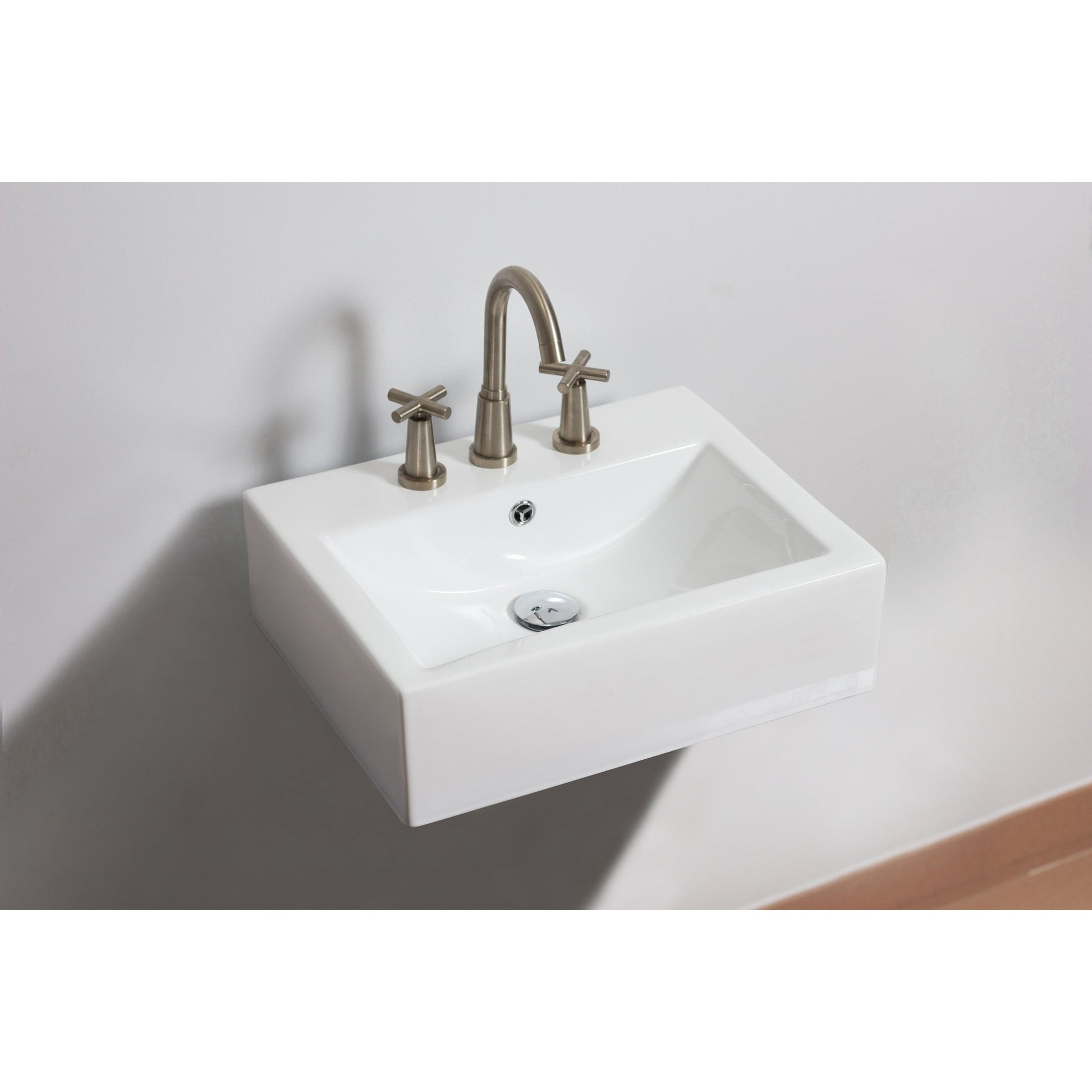 American Imaginations AI-26103 20" White Rectangular Ceramic Wall Mount Bathroom Vessel Sink Set