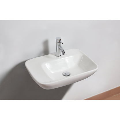 American Imaginations AI-26107 24" White Rectangular Ceramic Wall Mount Bathroom Vessel Sink Set