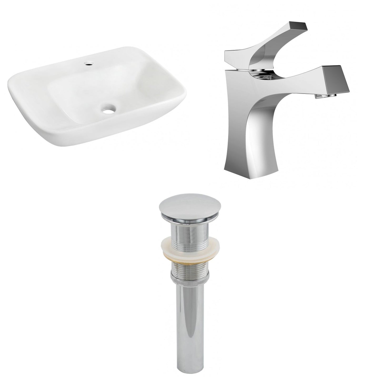 American Imaginations AI-26107 24" White Rectangular Ceramic Wall Mount Bathroom Vessel Sink Set