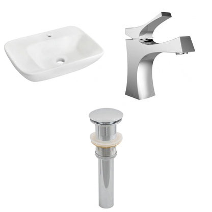American Imaginations AI-26107 24" White Rectangular Ceramic Wall Mount Bathroom Vessel Sink Set