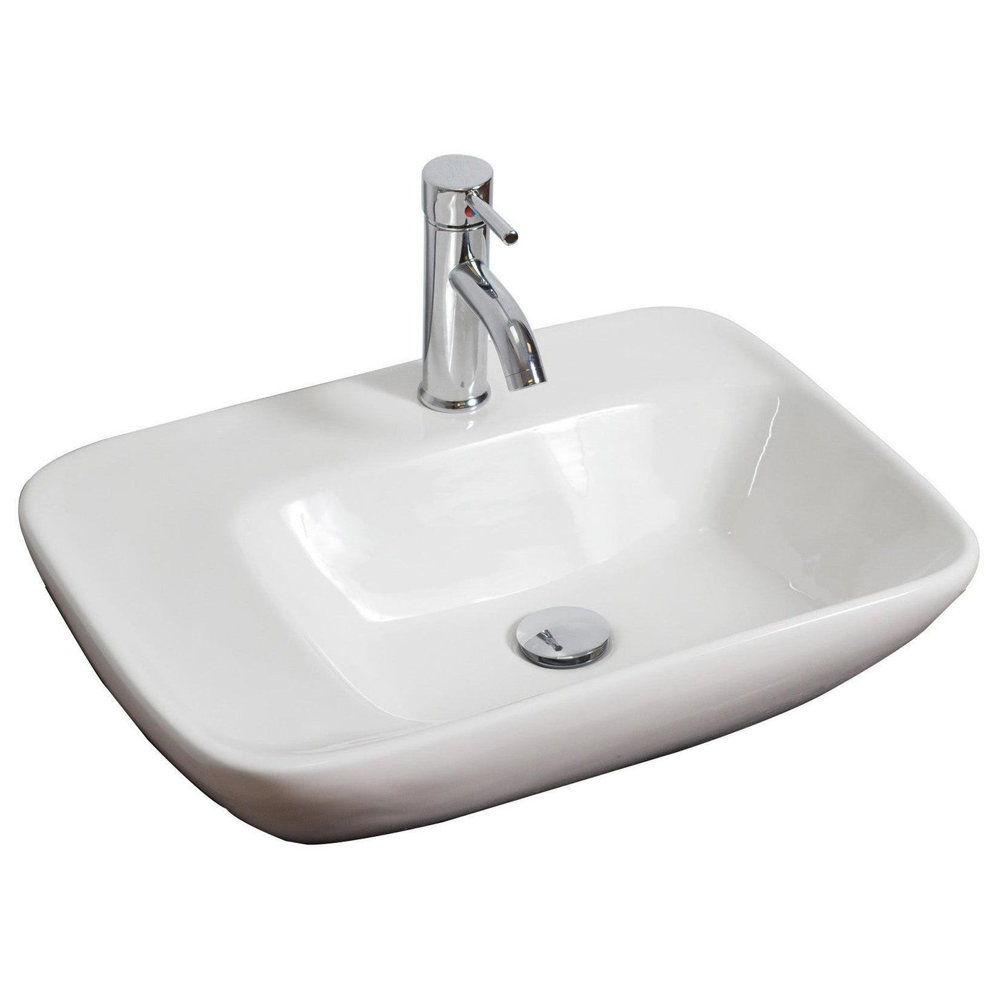 American Imaginations AI-26109 24" White Rectangular Ceramic Wall Mount Bathroom Vessel Sink Set