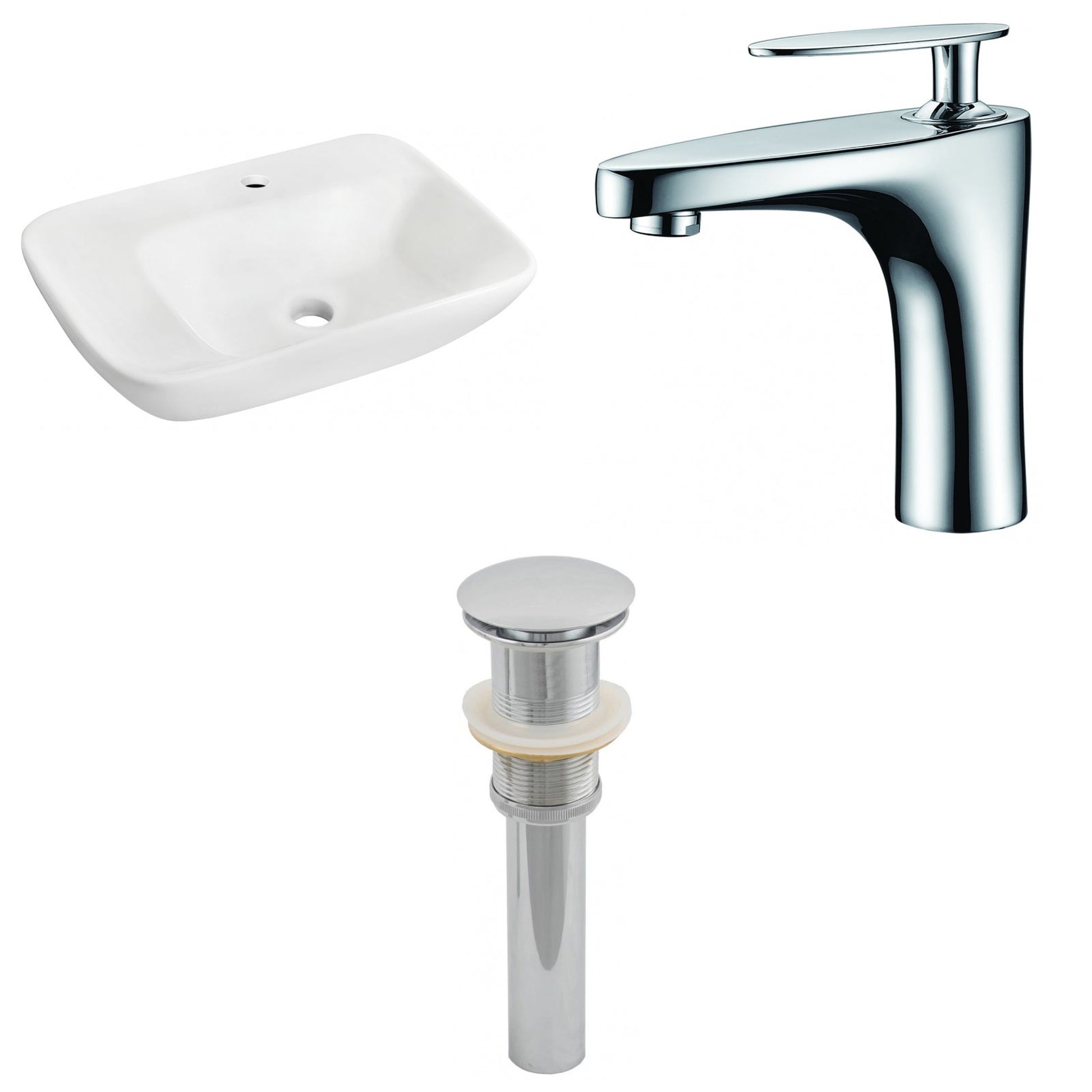 American Imaginations AI-26109 24" White Rectangular Ceramic Wall Mount Bathroom Vessel Sink Set
