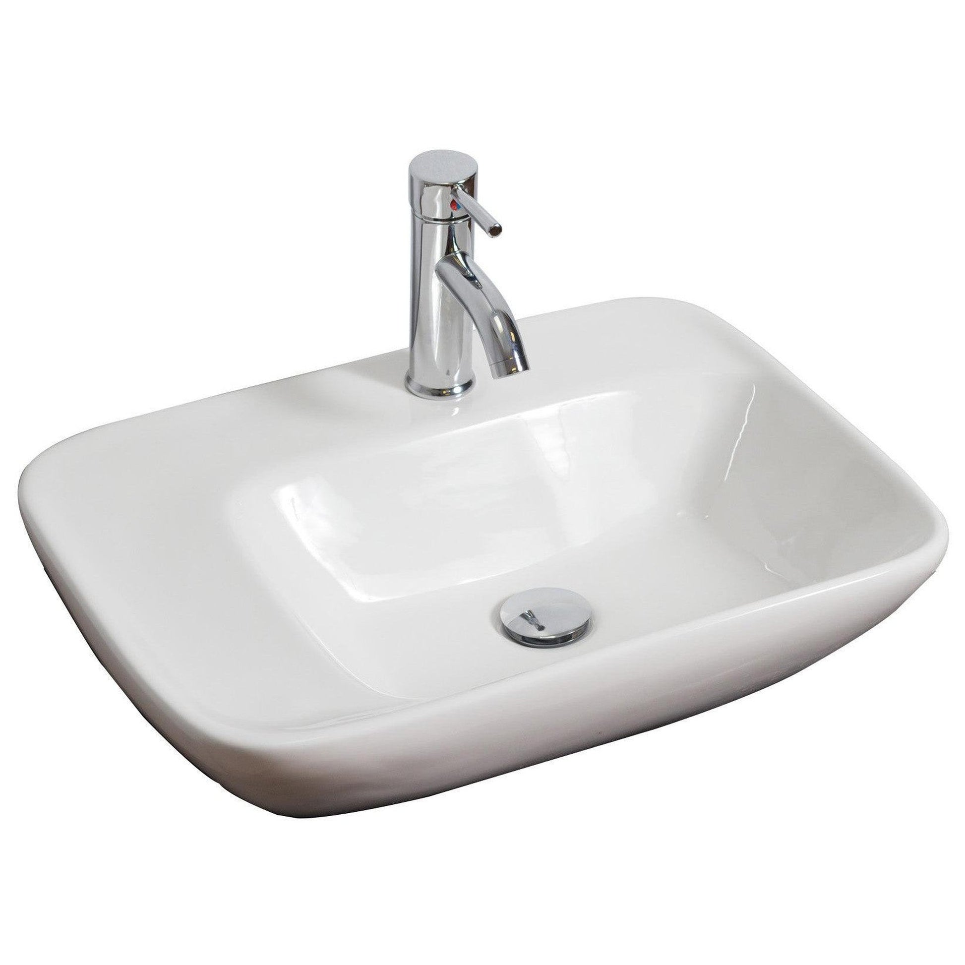 American Imaginations AI-26110 24" White Rectangular Ceramic Wall Mount Bathroom Vessel Sink Set
