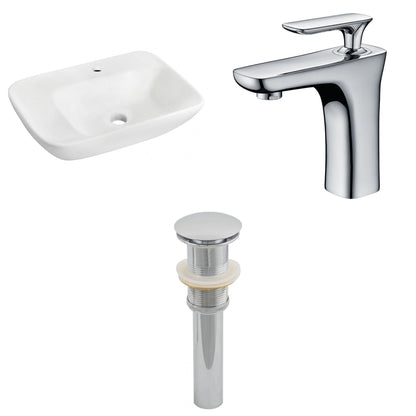 American Imaginations AI-26110 24" White Rectangular Ceramic Wall Mount Bathroom Vessel Sink Set