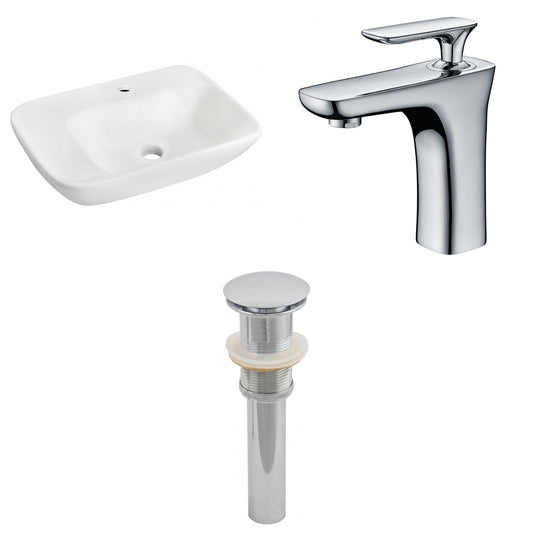 American Imaginations AI-26110 24" White Rectangular Ceramic Wall Mount Bathroom Vessel Sink Set