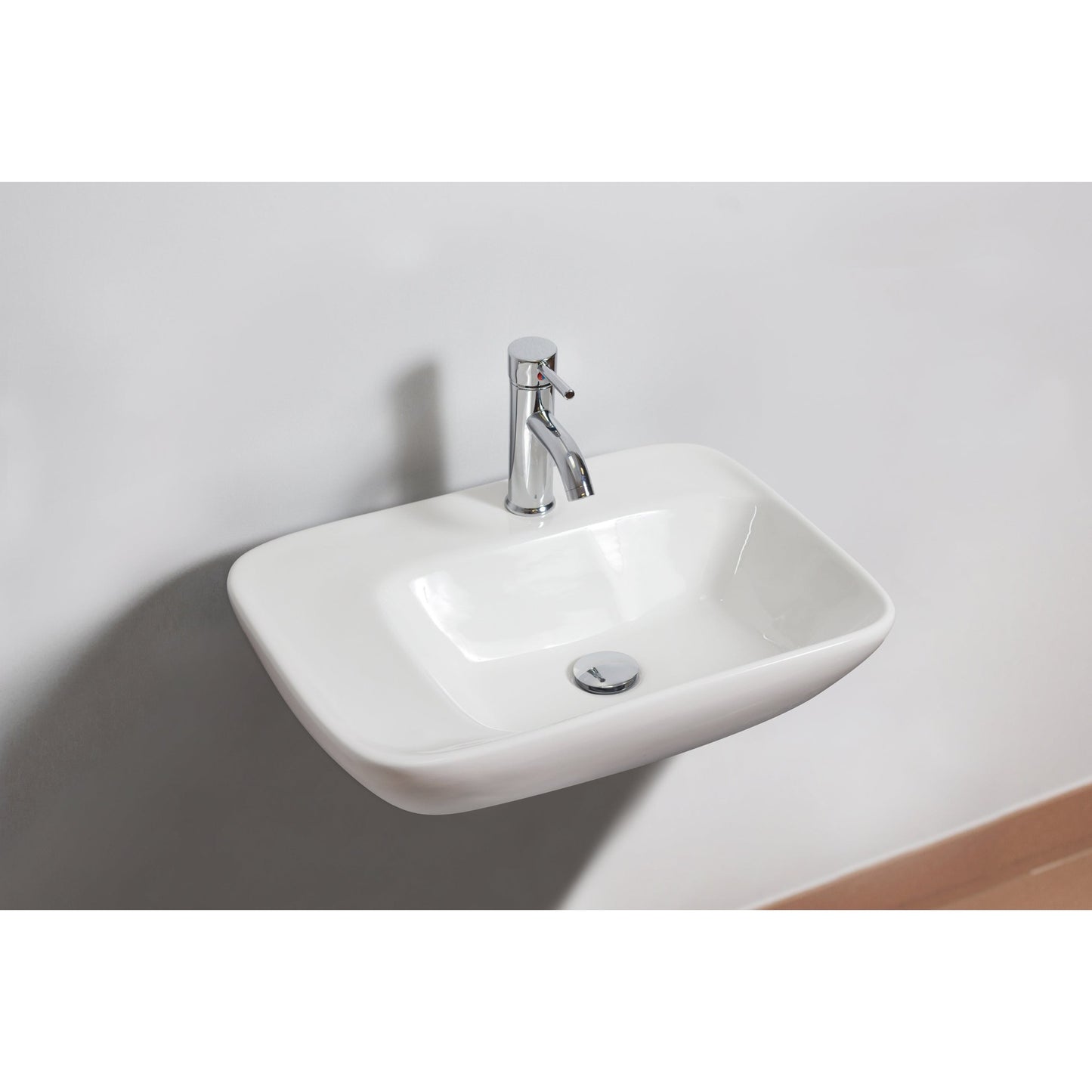 American Imaginations AI-26111 24" White Rectangular Ceramic Wall Mount Bathroom Vessel Sink Set