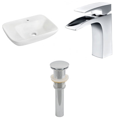 American Imaginations AI-26111 24" White Rectangular Ceramic Wall Mount Bathroom Vessel Sink Set