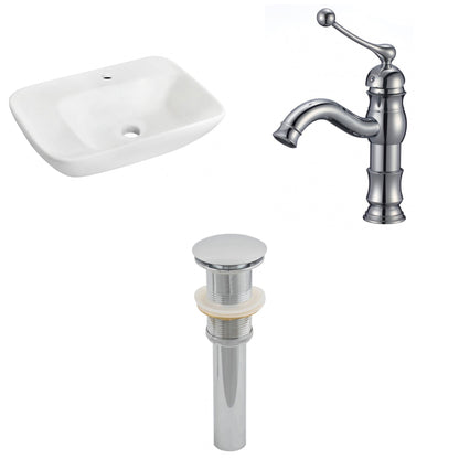 American Imaginations AI-26112 24" White Rectangular Ceramic Wall Mount Bathroom Vessel Sink Set