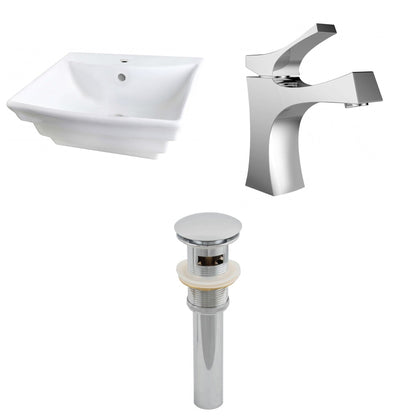 American Imaginations AI-26113 20" White Rectangular Ceramic Wall Mount Bathroom Vessel Sink Set