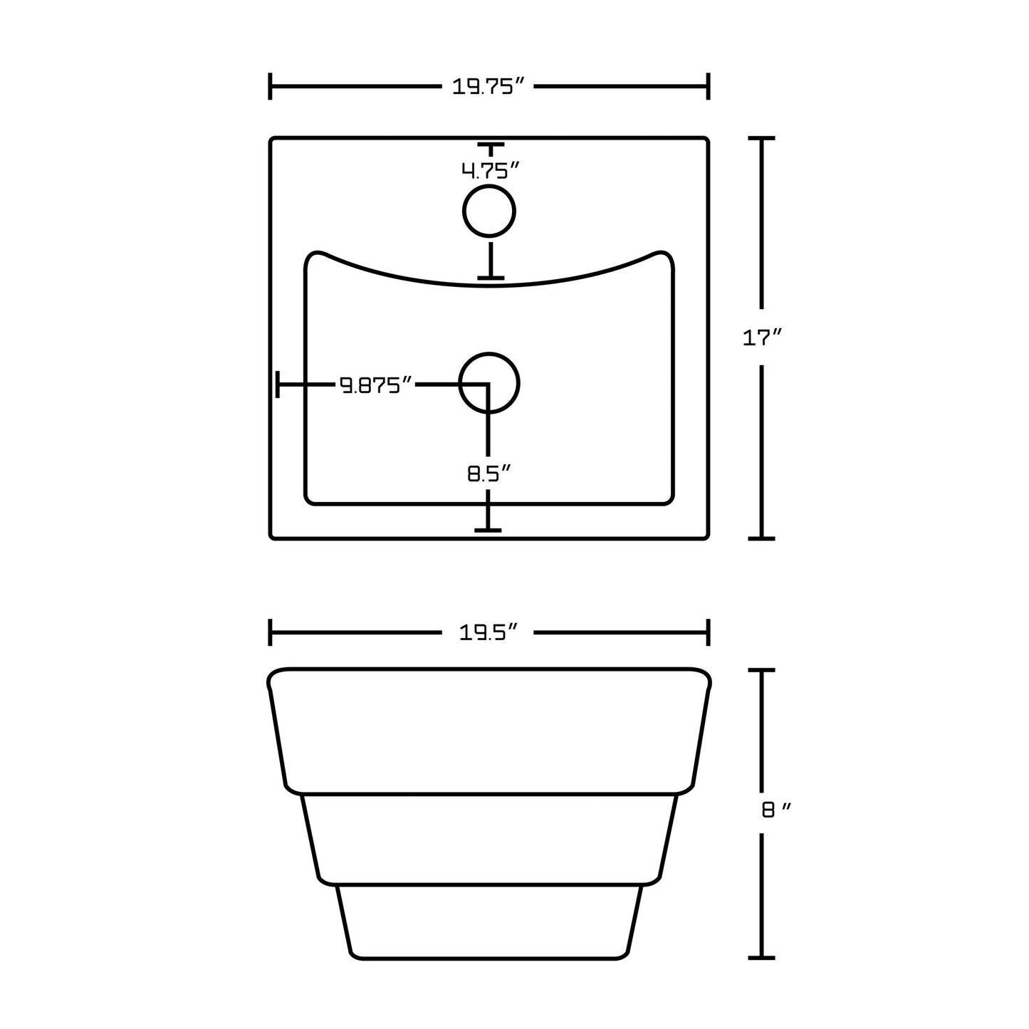 American Imaginations AI-26114 20" White Rectangular Ceramic Wall Mount Bathroom Vessel Sink Set