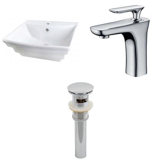 American Imaginations AI-26116 20" White Rectangular Ceramic Wall Mount Bathroom Vessel Sink Set