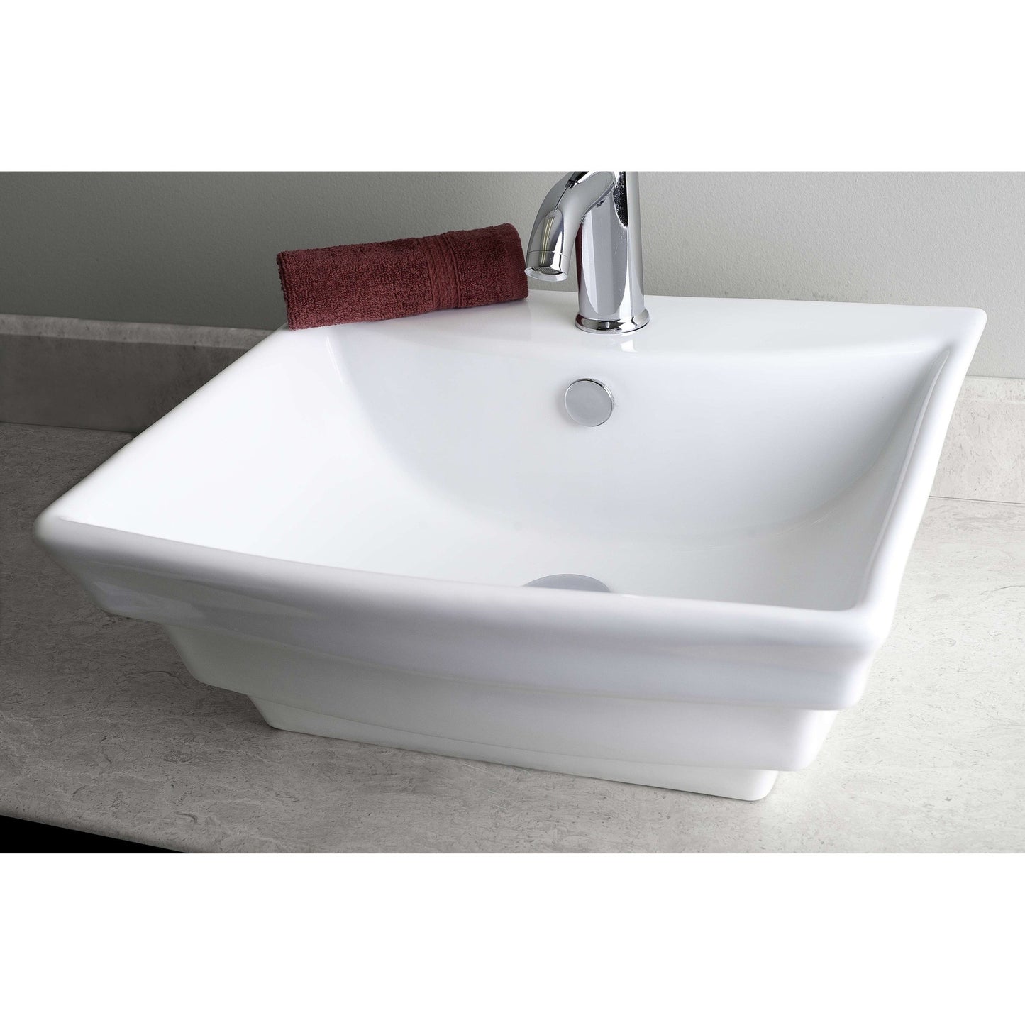 American Imaginations AI-26117 20" White Rectangular Ceramic Wall Mount Bathroom Vessel Sink Set
