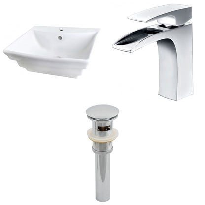 American Imaginations AI-26117 20" White Rectangular Ceramic Wall Mount Bathroom Vessel Sink Set