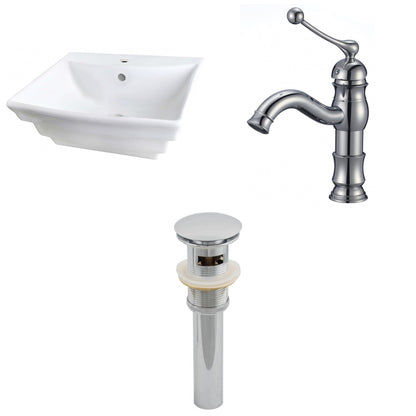 American Imaginations AI-26118 20" White Rectangular Ceramic Wall Mount Bathroom Vessel Sink Set