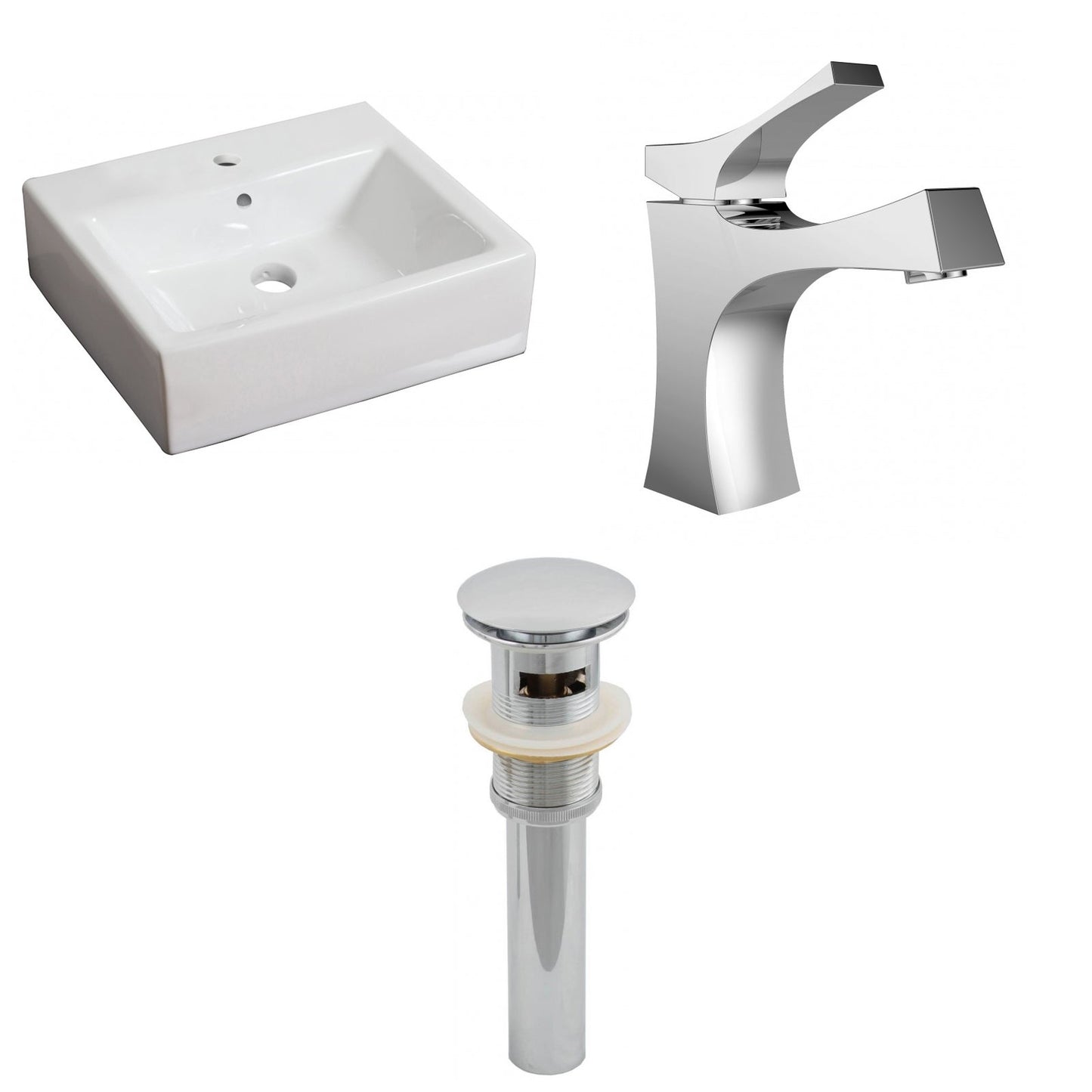 American Imaginations AI-26119 21" White Rectangular Ceramic Wall Mount Bathroom Vessel Sink Set