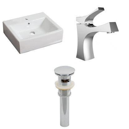 American Imaginations AI-26119 21" White Rectangular Ceramic Wall Mount Bathroom Vessel Sink Set
