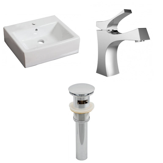 American Imaginations AI-26119 21" White Rectangular Ceramic Wall Mount Bathroom Vessel Sink Set