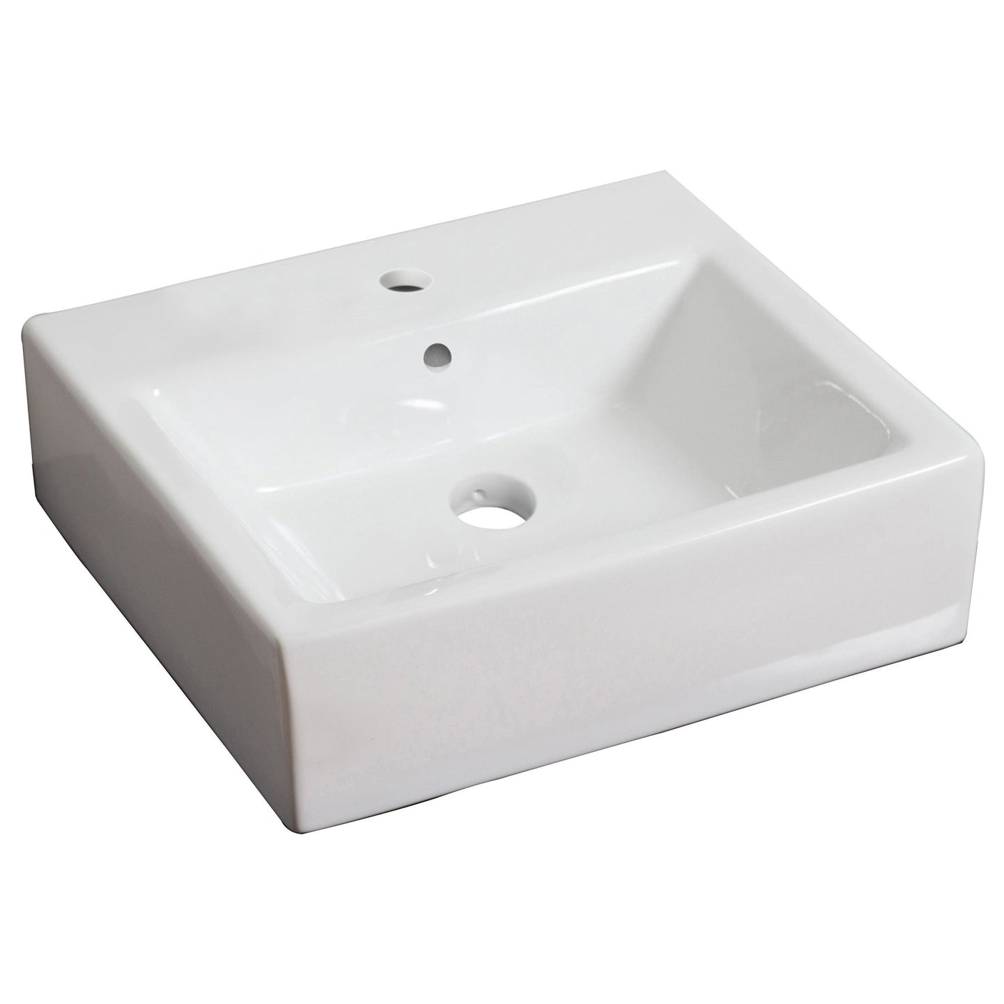 American Imaginations AI-26120 21" White Rectangular Ceramic Wall Mount Bathroom Vessel Sink Set