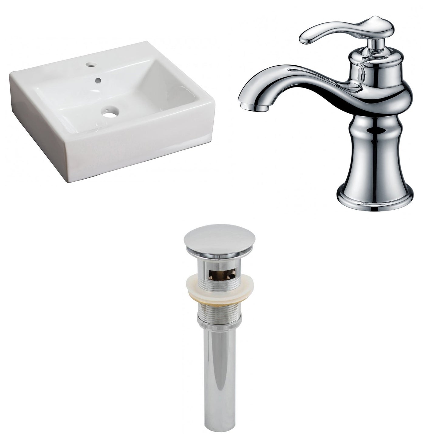 American Imaginations AI-26120 21" White Rectangular Ceramic Wall Mount Bathroom Vessel Sink Set
