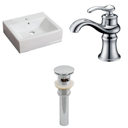 American Imaginations AI-26120 21" White Rectangular Ceramic Wall Mount Bathroom Vessel Sink Set