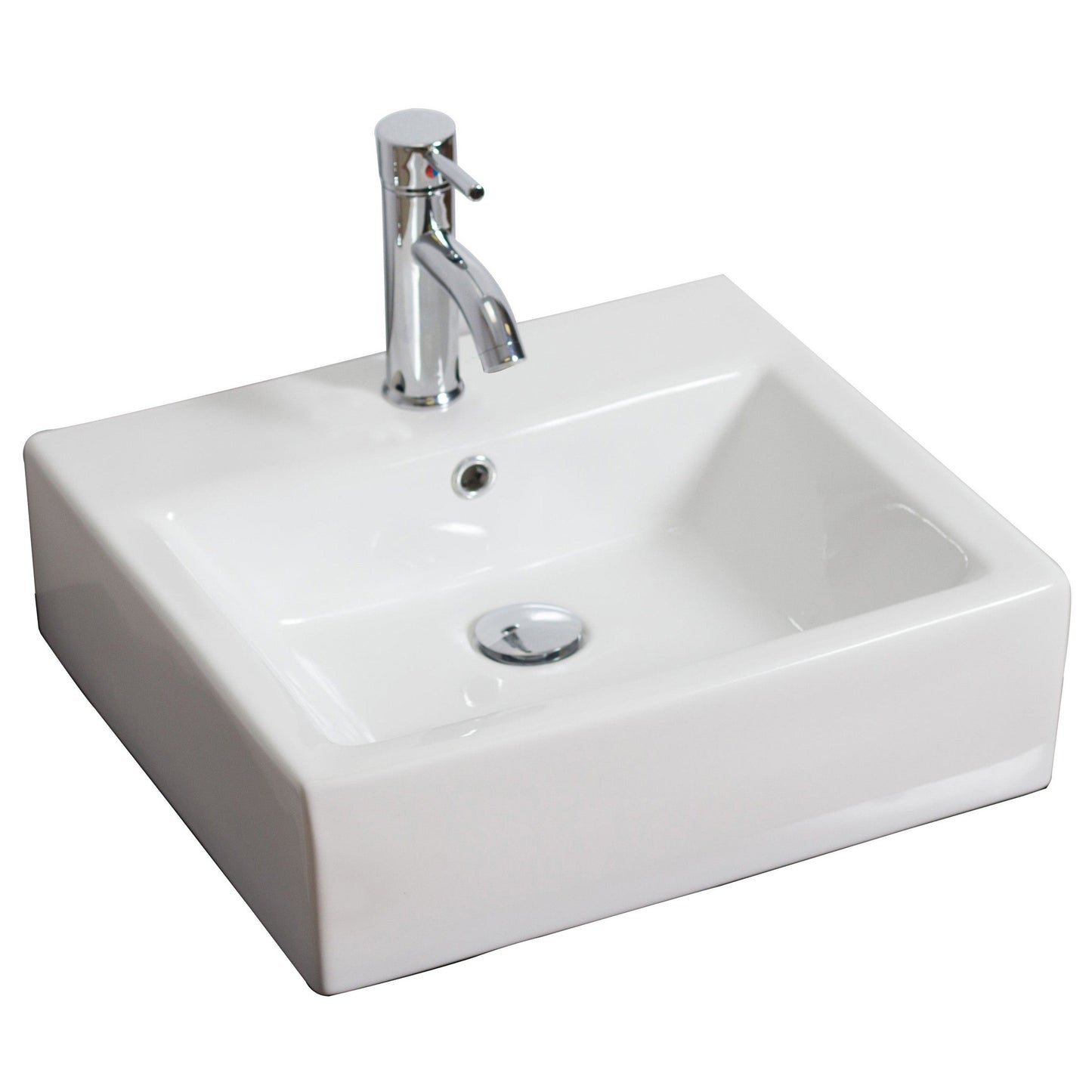 American Imaginations AI-26121 21" White Rectangular Ceramic Wall Mount Bathroom Vessel Sink Set