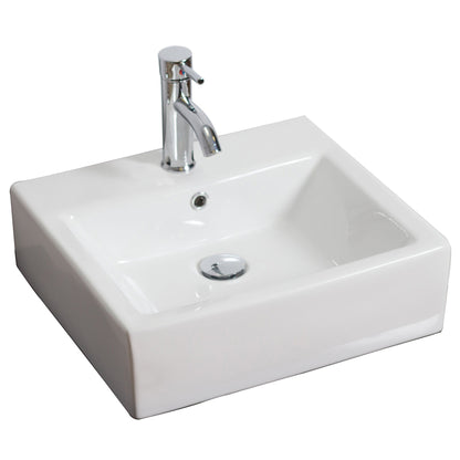 American Imaginations AI-26121 21" White Rectangular Ceramic Wall Mount Bathroom Vessel Sink Set