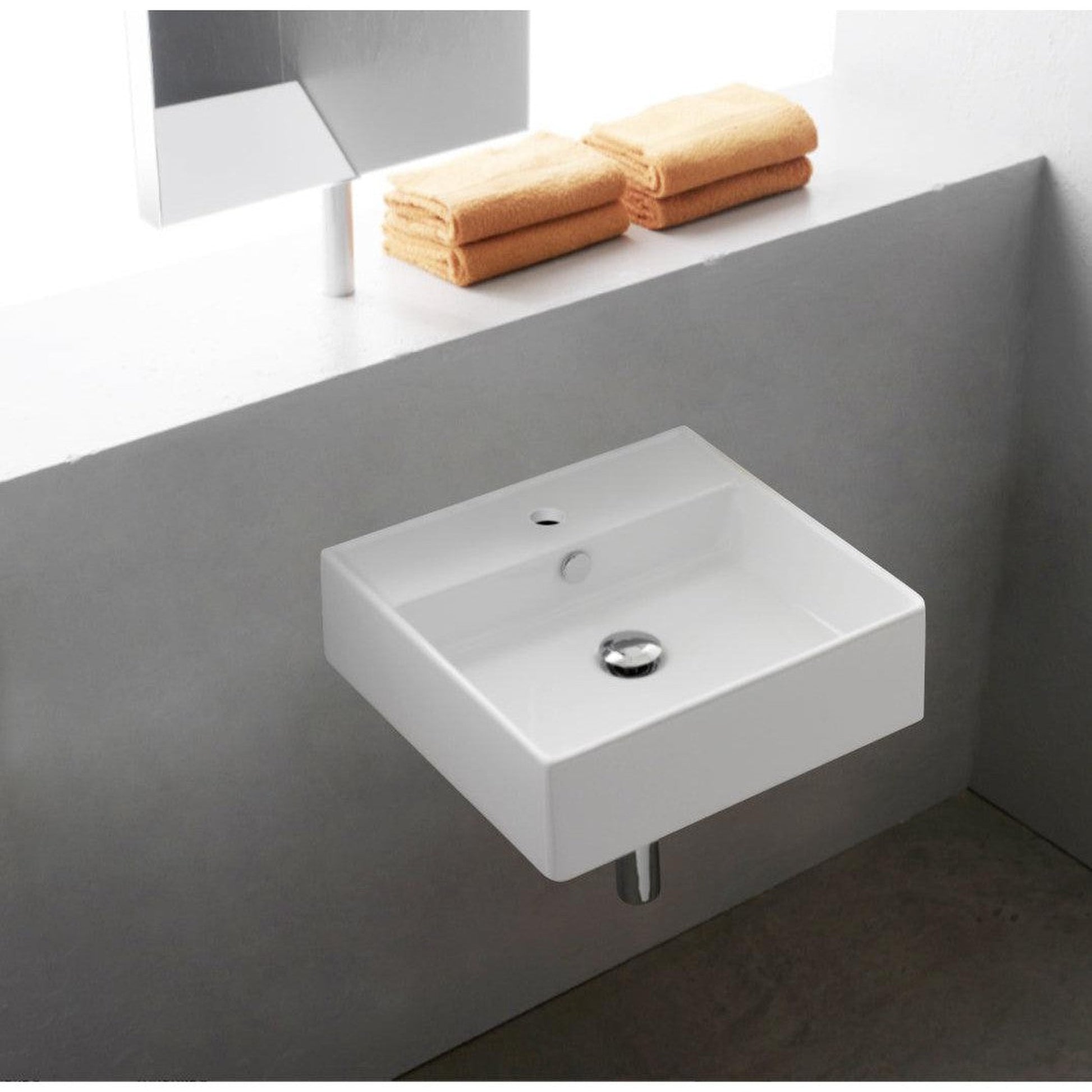 American Imaginations AI-26121 21" White Rectangular Ceramic Wall Mount Bathroom Vessel Sink Set