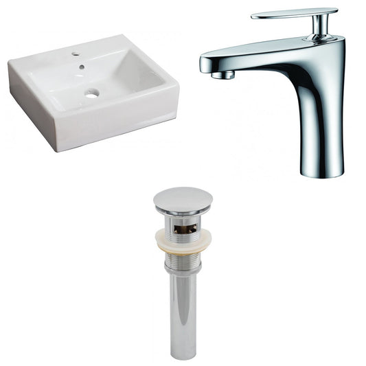 American Imaginations AI-26121 21" White Rectangular Ceramic Wall Mount Bathroom Vessel Sink Set