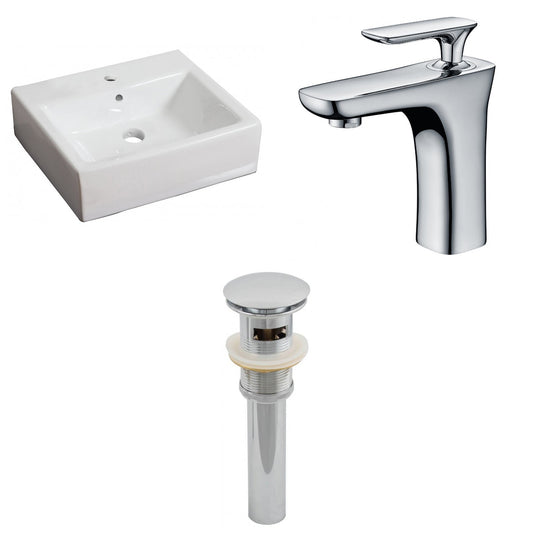 American Imaginations AI-26122 21" White Rectangular Ceramic Wall Mount Bathroom Vessel Sink Set