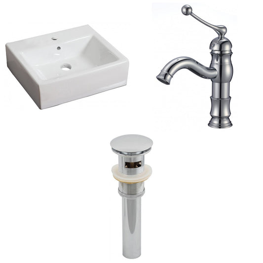 American Imaginations AI-26124 21" White Rectangular Ceramic Wall Mount Bathroom Vessel Sink Set