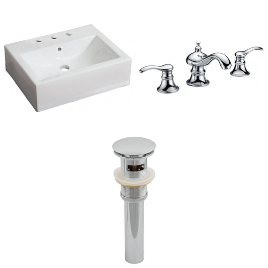 American Imaginations AI-26126 21" White Rectangular Ceramic Wall Mount Bathroom Vessel Sink Set