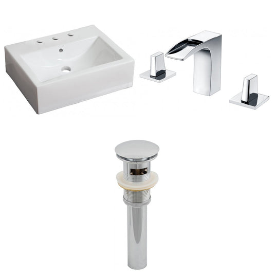 American Imaginations AI-26128 21" White Rectangular Ceramic Wall Mount Bathroom Vessel Sink Set