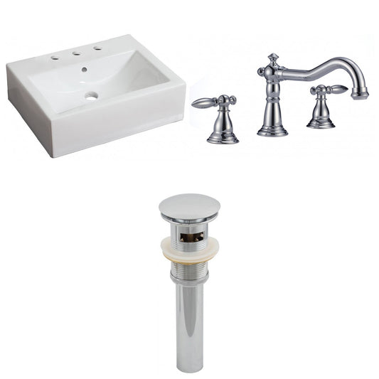 American Imaginations AI-26129 21" White Rectangular Ceramic Wall Mount Bathroom Vessel Sink Set