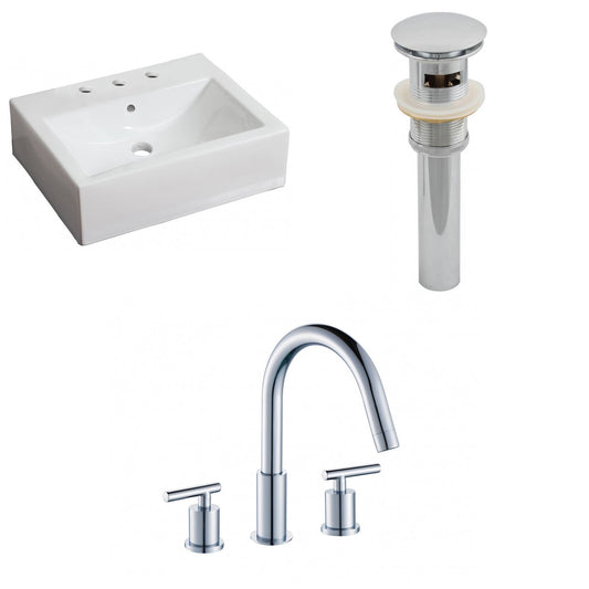 American Imaginations AI-26130 21" White Rectangular Ceramic Wall Mount Bathroom Vessel Sink Set